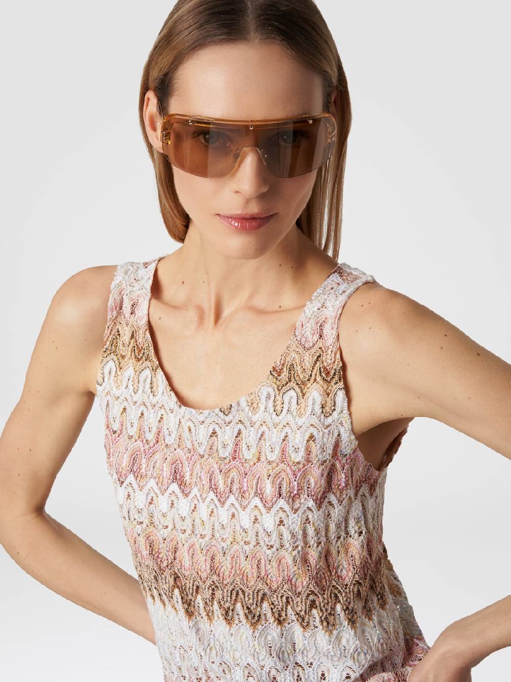 Missoni Canottiera in misto viscosa lamé con motivo a onde Saldi Di Fabbrica