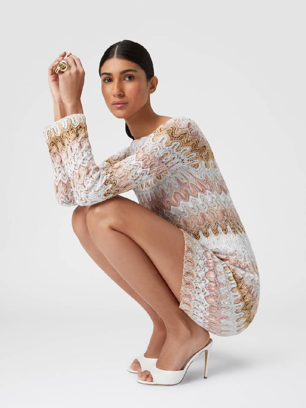 Missoni Mini-abito a maniche lunghe in misto viscosa motivo a onde Vendite Flash