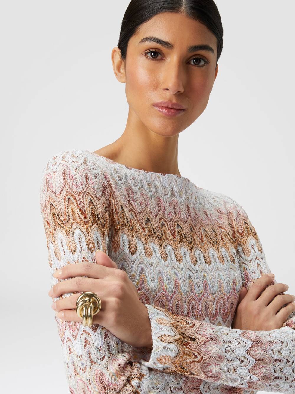 Missoni Mini-abito a maniche lunghe in misto viscosa motivo a onde Vendite Flash