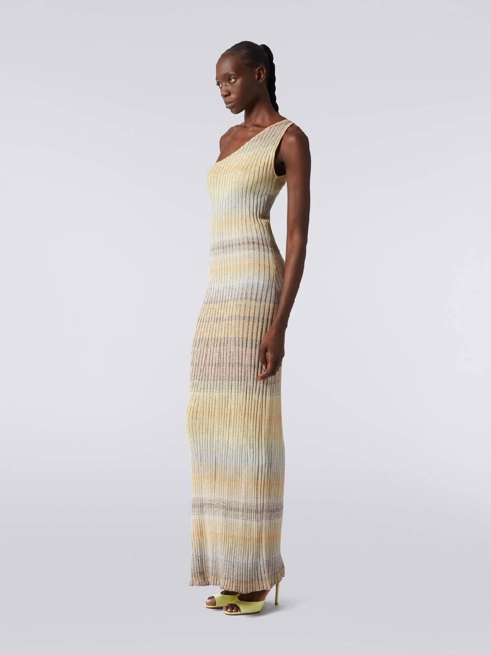 Missoni Abito lungo monospalla a costine con lurex Negozio