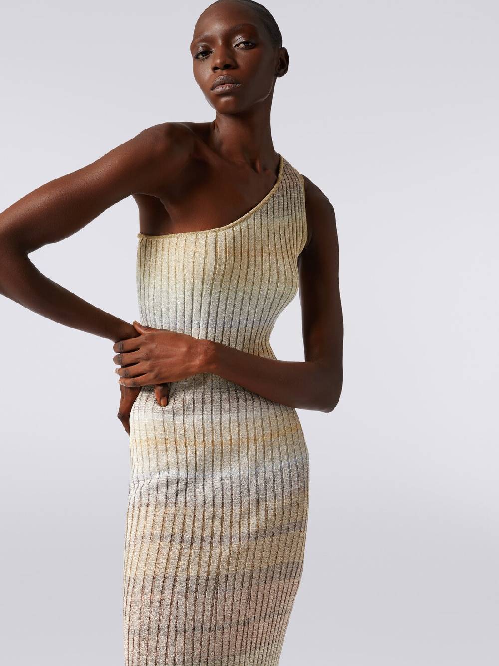 Missoni Abito lungo monospalla a costine con lurex Negozio