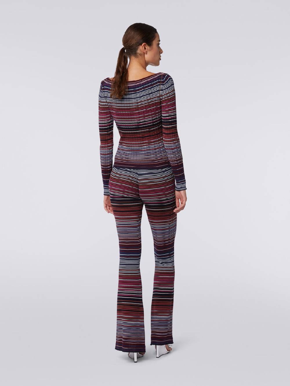 Missoni Pantaloni flare in maglia di cotone e viscosa a righe Sconti VIP