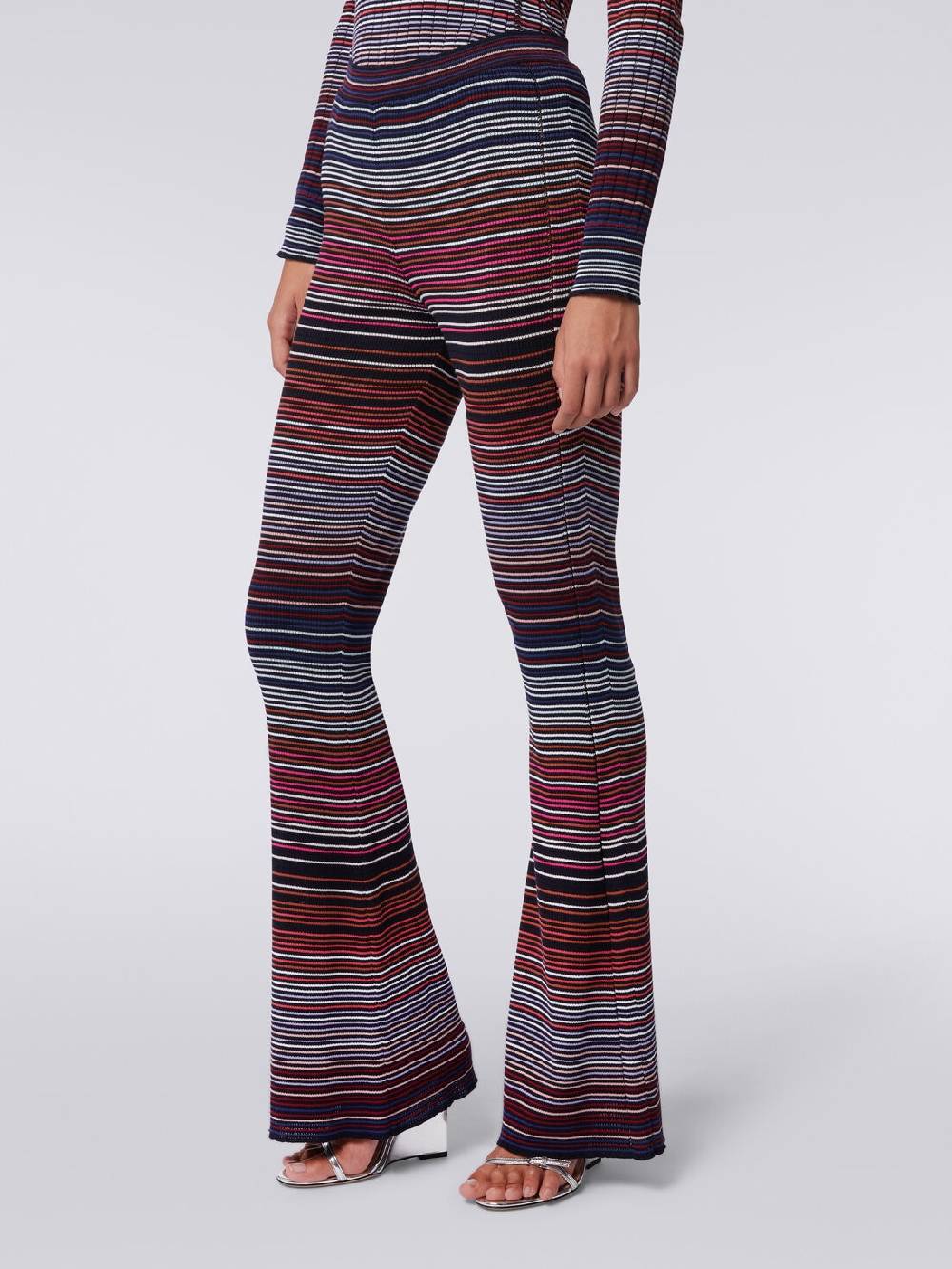 Missoni Pantaloni flare in maglia di cotone e viscosa a righe Sconti VIP