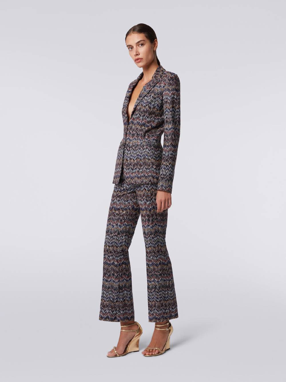 Missoni Pantaloni cropped in misto viscosa lamé zig zag Italia