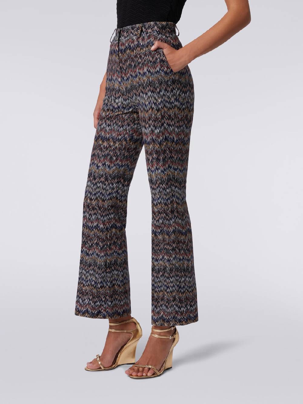 Missoni Pantaloni cropped in misto viscosa lamé zig zag Italia