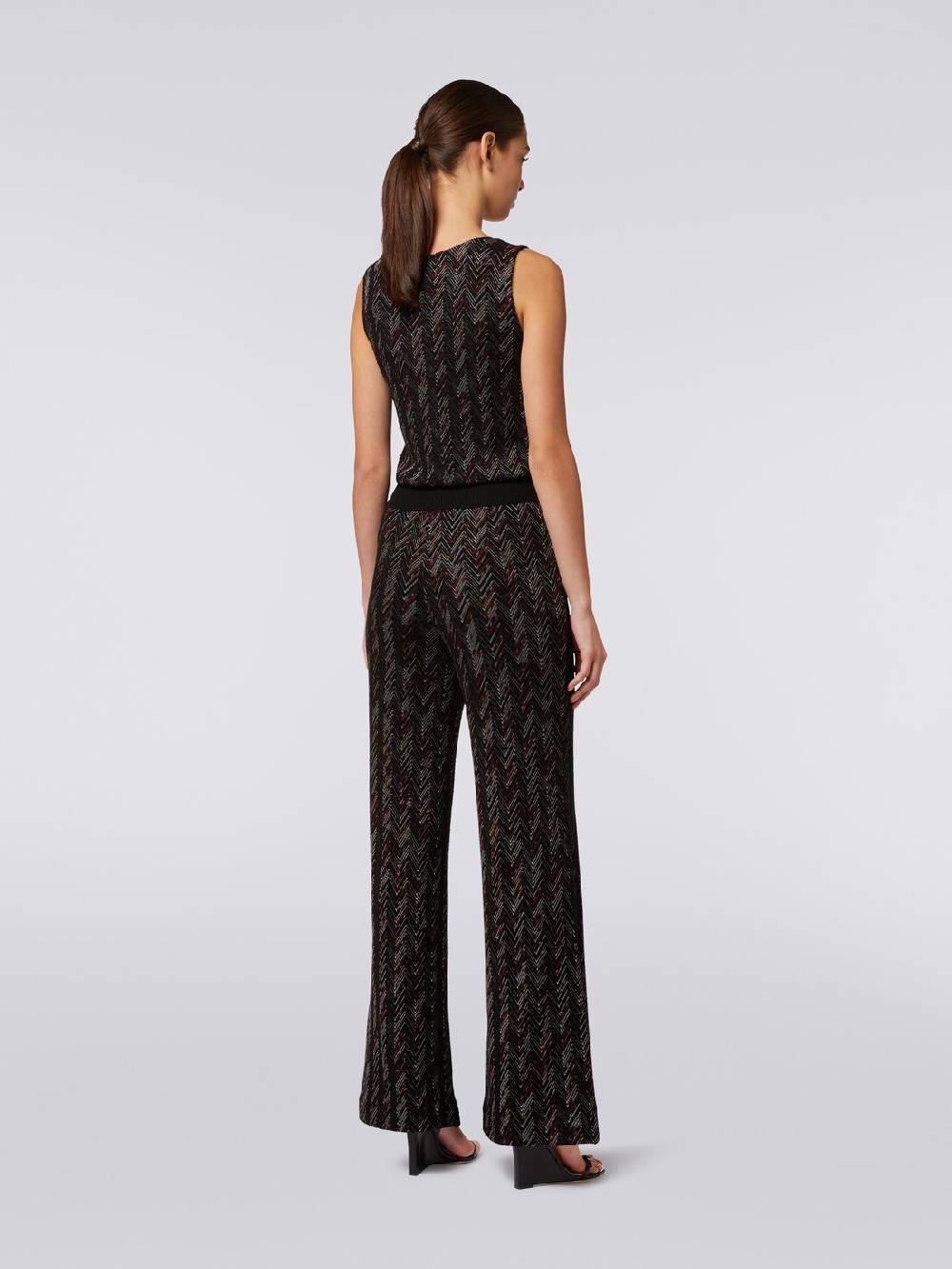 Missoni Pantaloni a palazzo in lana e viscosa zig zag Vendita