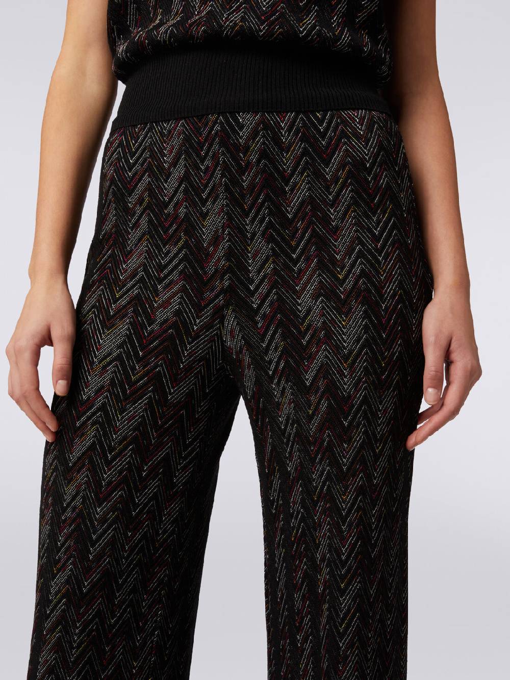 Missoni Pantaloni a palazzo in lana e viscosa zig zag Vendita