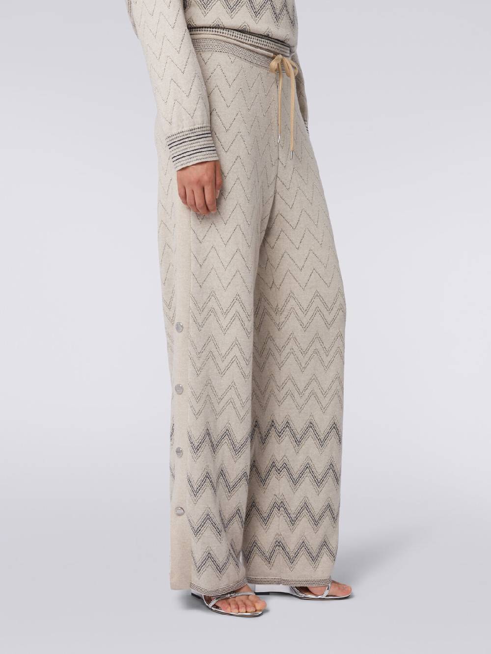Missoni Joggers in lana e viscosa zig zag con lurex Sottocosto