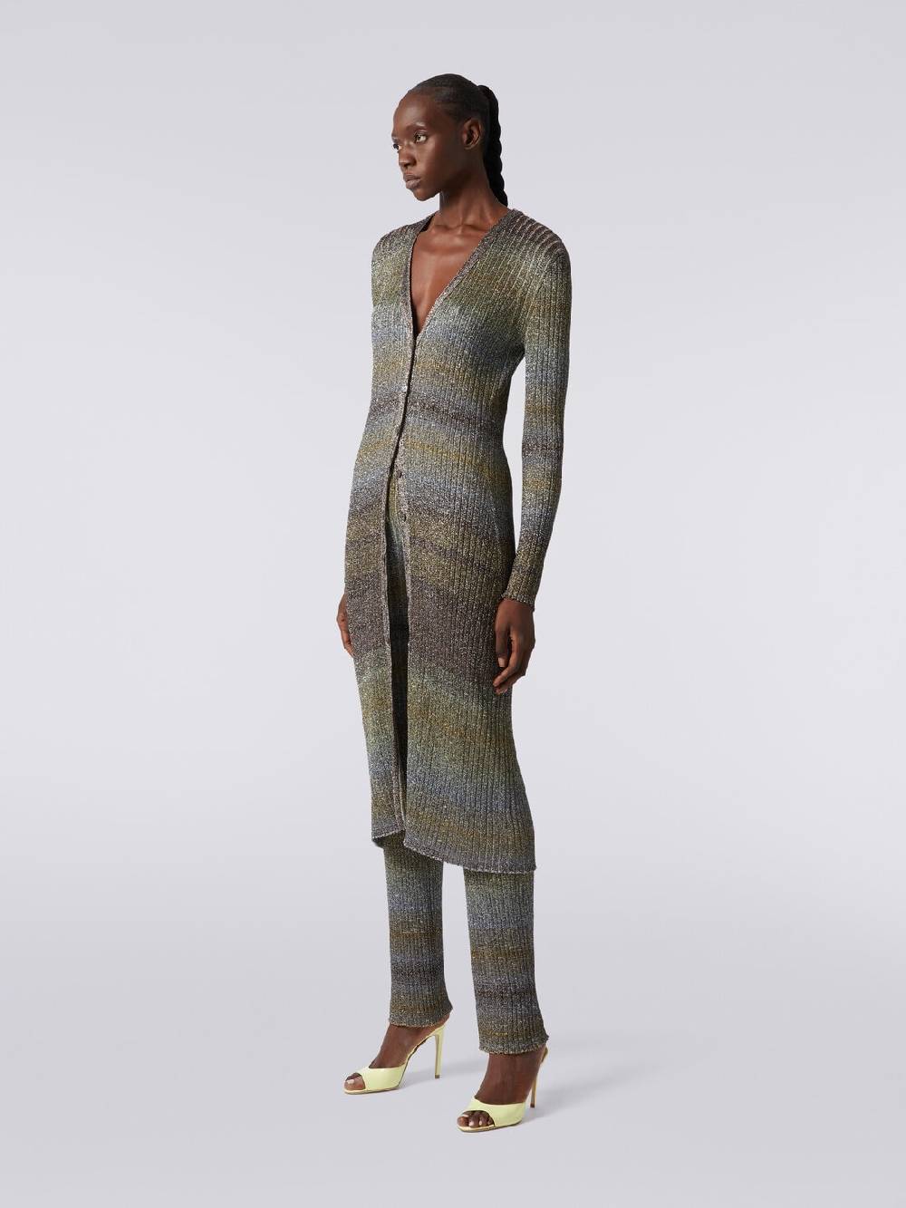 Missoni Cardigan lungo in viscosa a costine con lurex Esporta salva