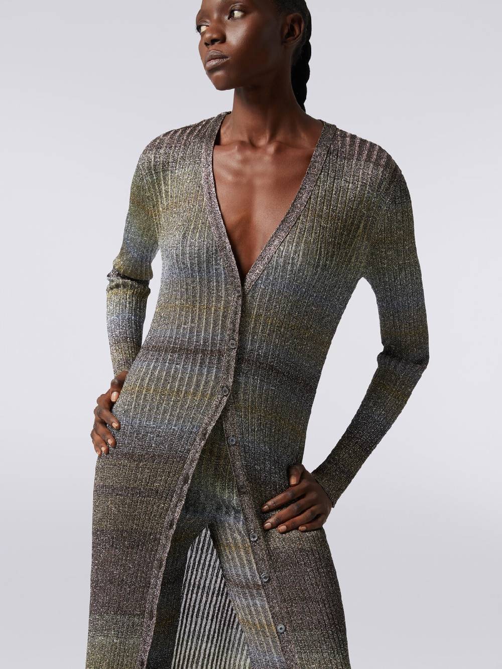 Missoni Cardigan lungo in viscosa a costine con lurex Esporta salva