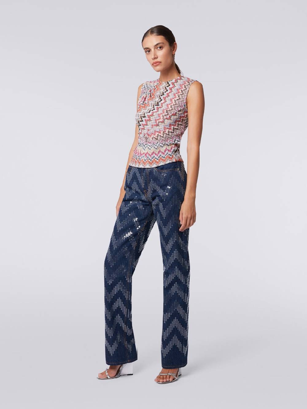 Missoni Canottiera girocollo zig zag con arricciature Economico