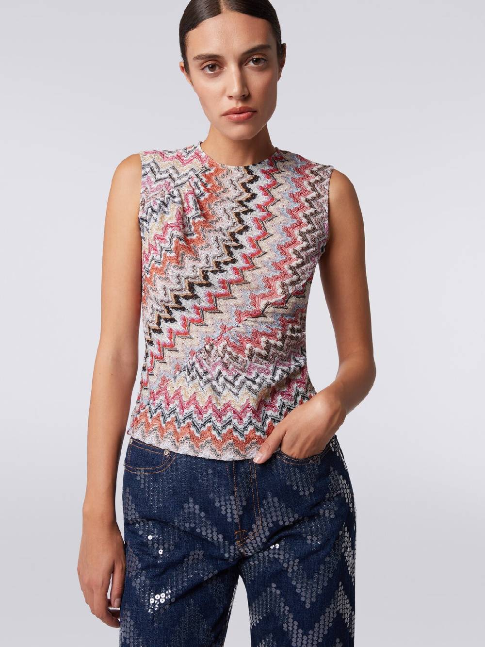 Missoni Canottiera girocollo zig zag con arricciature Economico