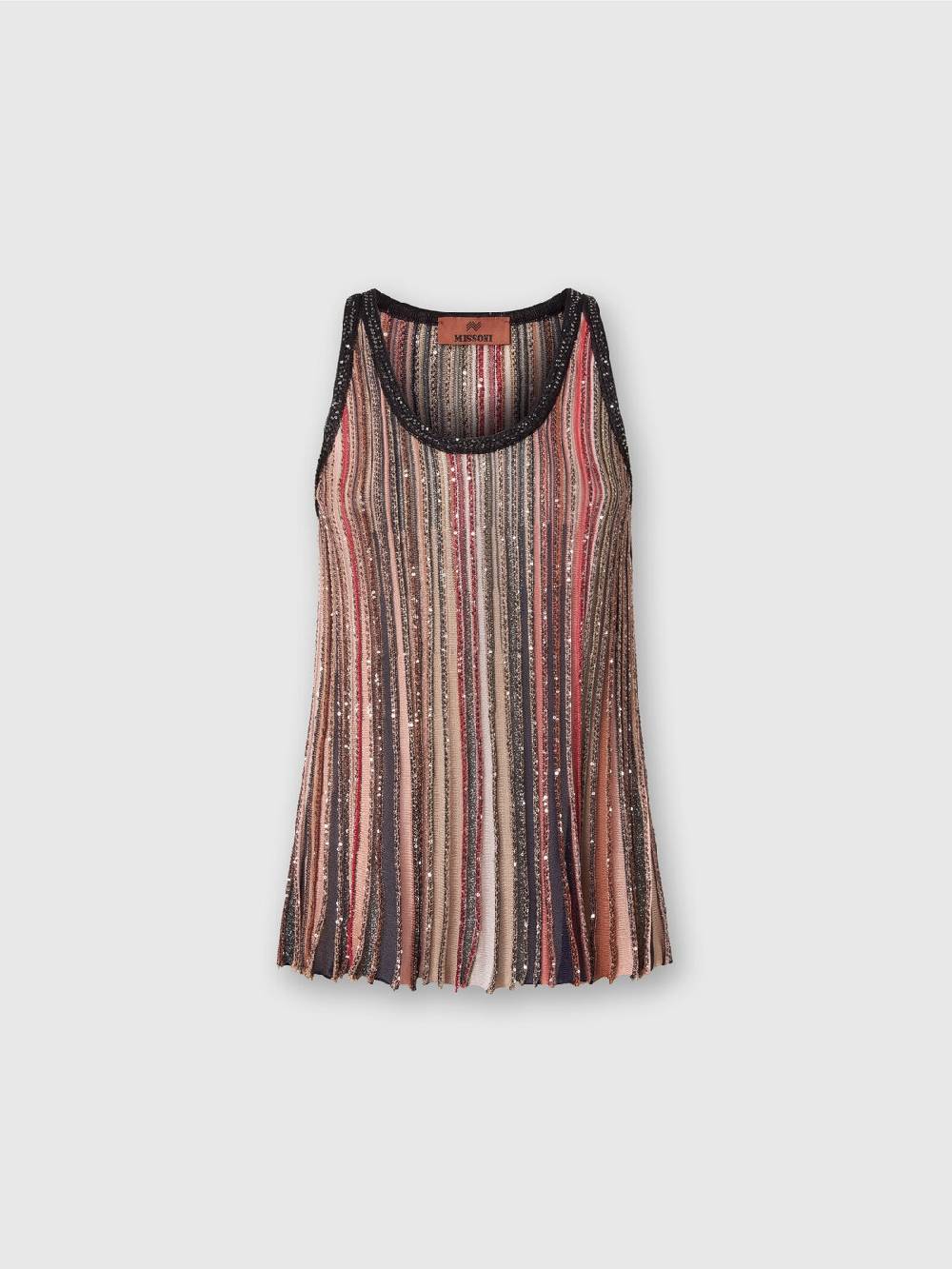 Missoni Canottiera in maglia a righe verticali con paillettes In Vendita