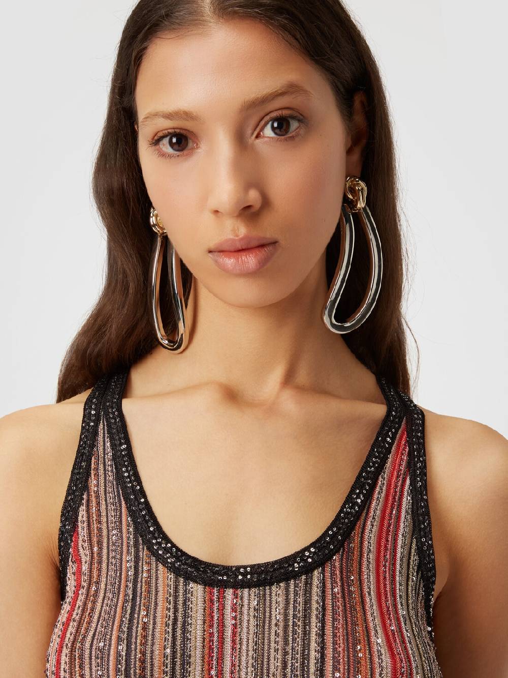 Missoni Canottiera in maglia a righe verticali con paillettes In Vendita