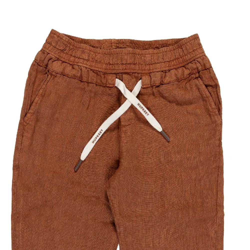 Nupkeet Pantalone lino marrone cacao Milano Soddisfazione Garantita