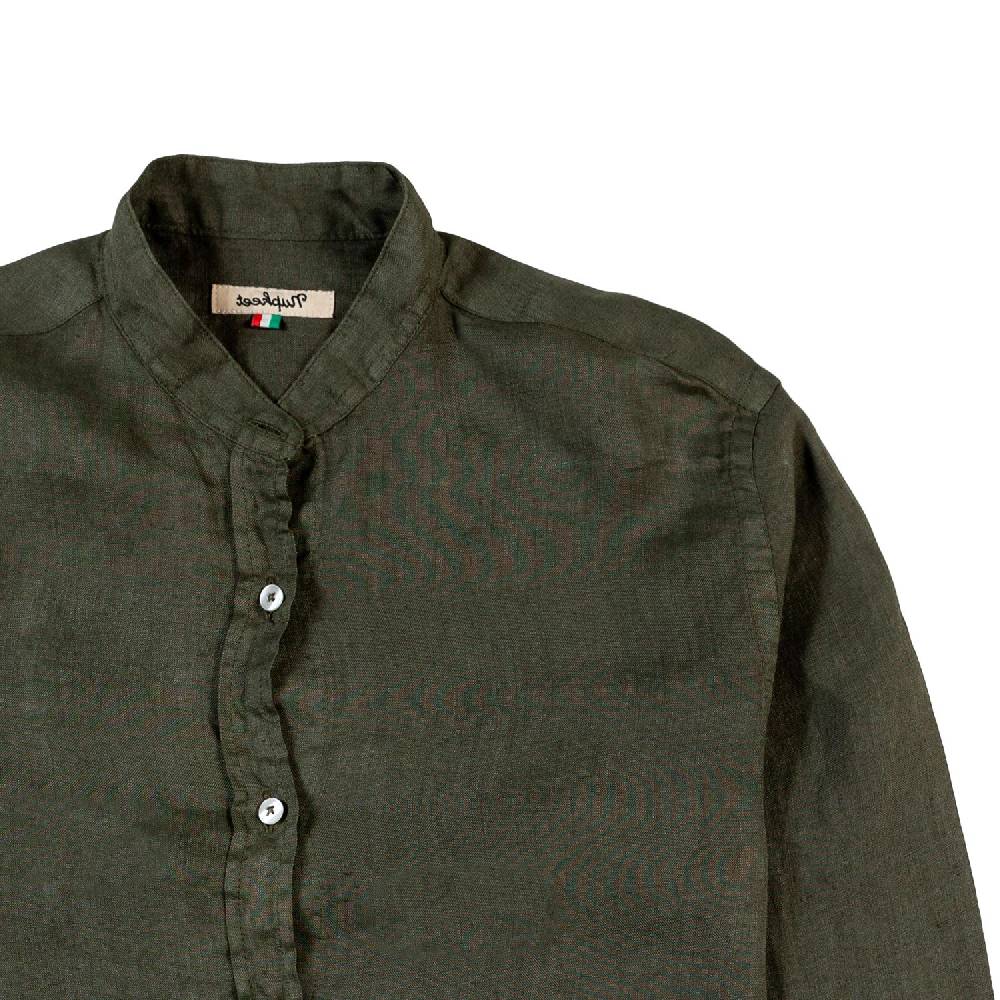 Nupkeet Camicia coreana lino verde militare Catanzaro Sottocosto