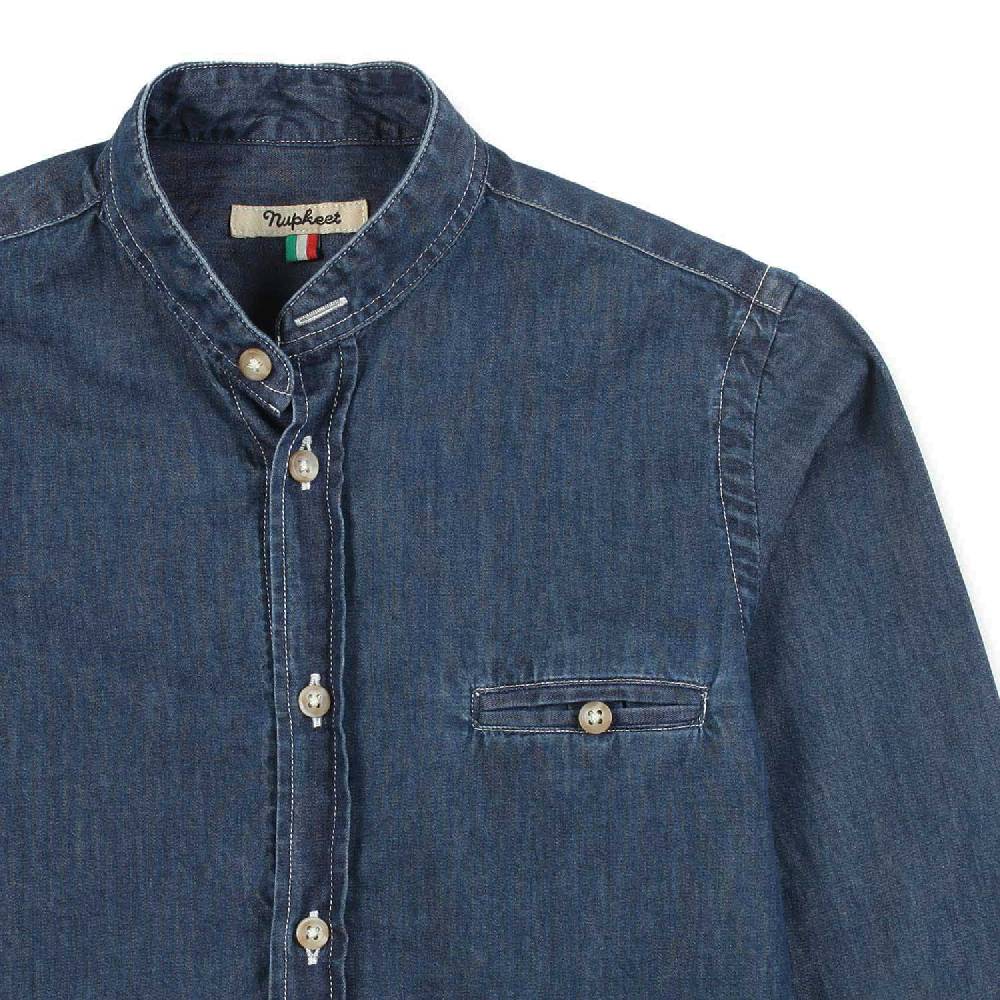Nupkeet Camicia coreana denim blu scuro Terracina Nuova