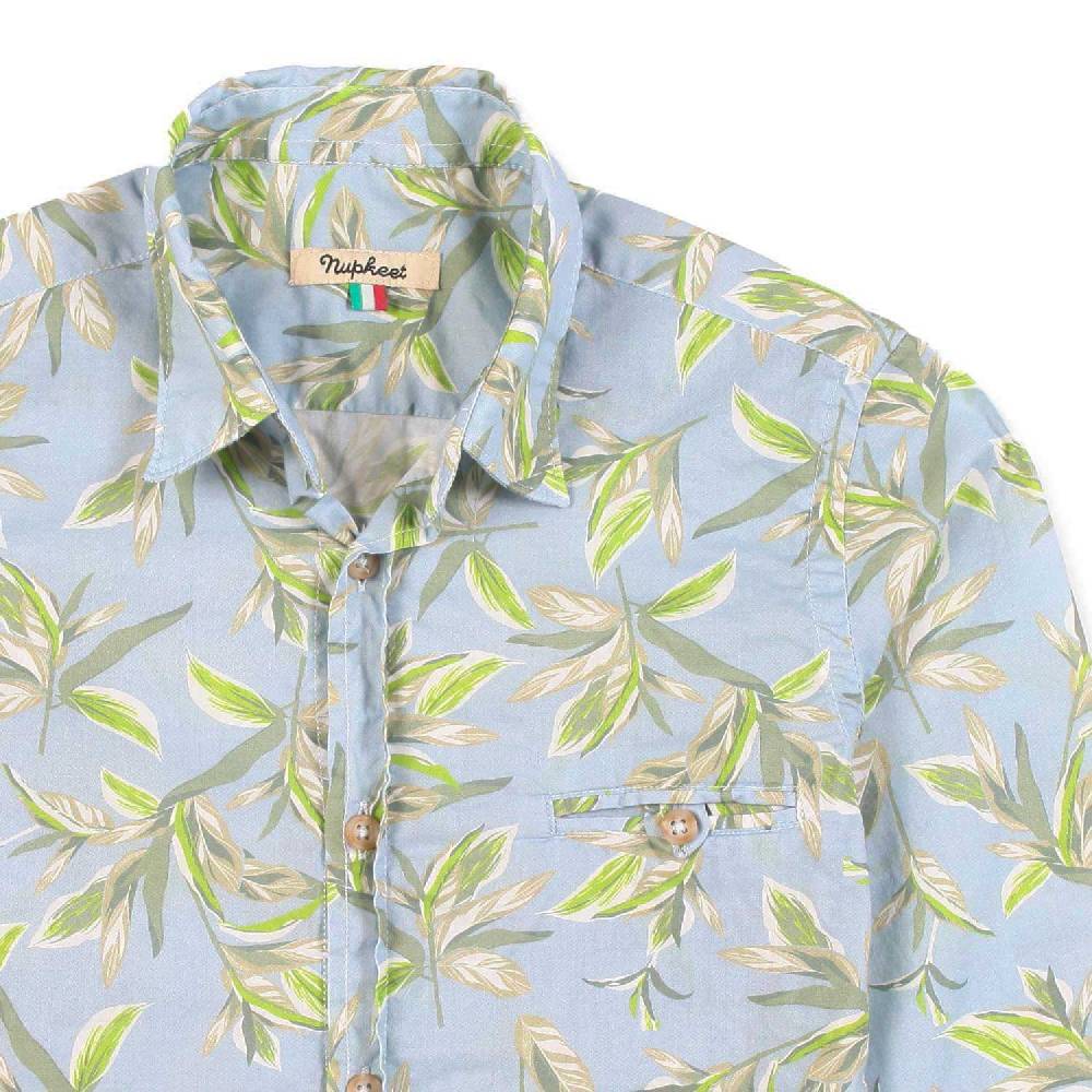 Nupkeet Camicia azzurra con stampa foglie Ravenna Italia
