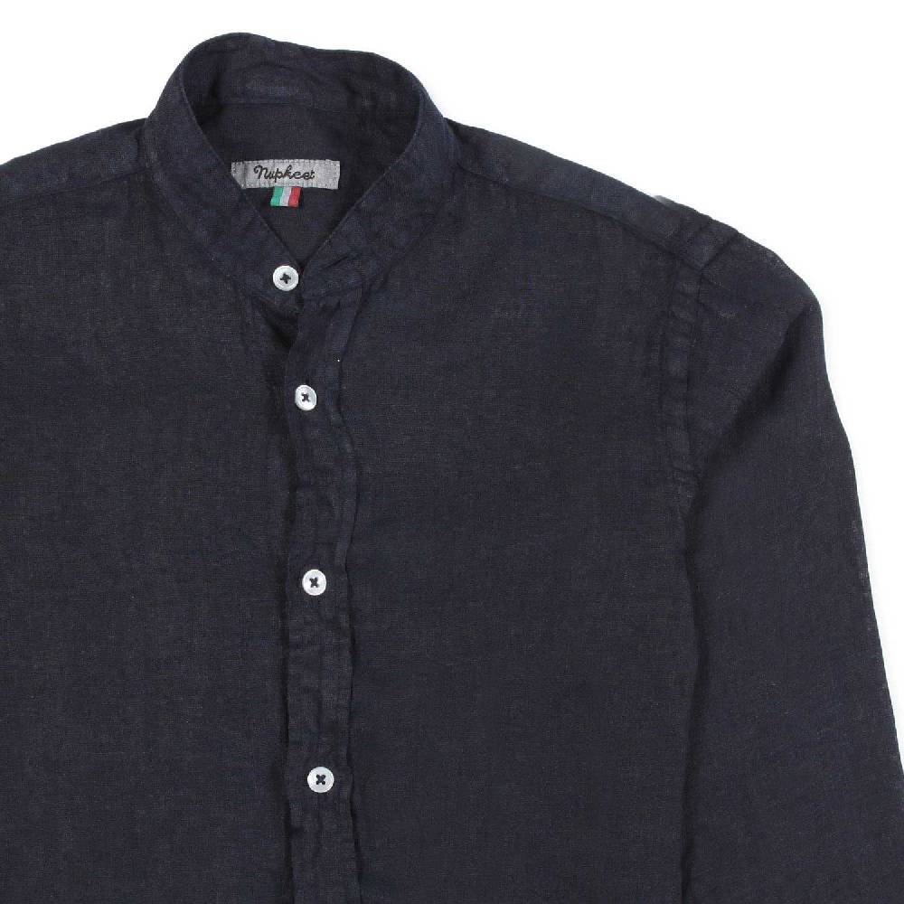 Nupkeet Camicia coreana lino blu Catanzaro Pezzi Unici