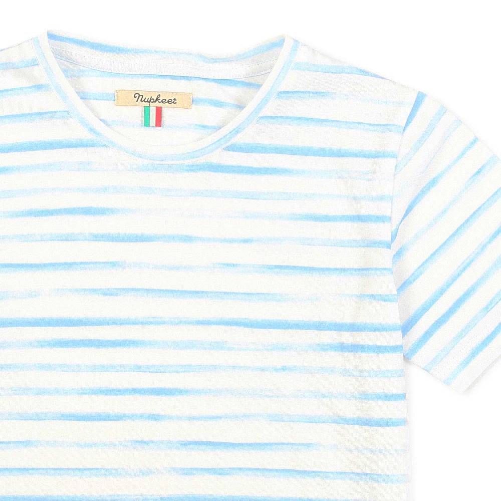 Nupkeet T-Shirt bianca e azzurra a righe Foggia In Vendita