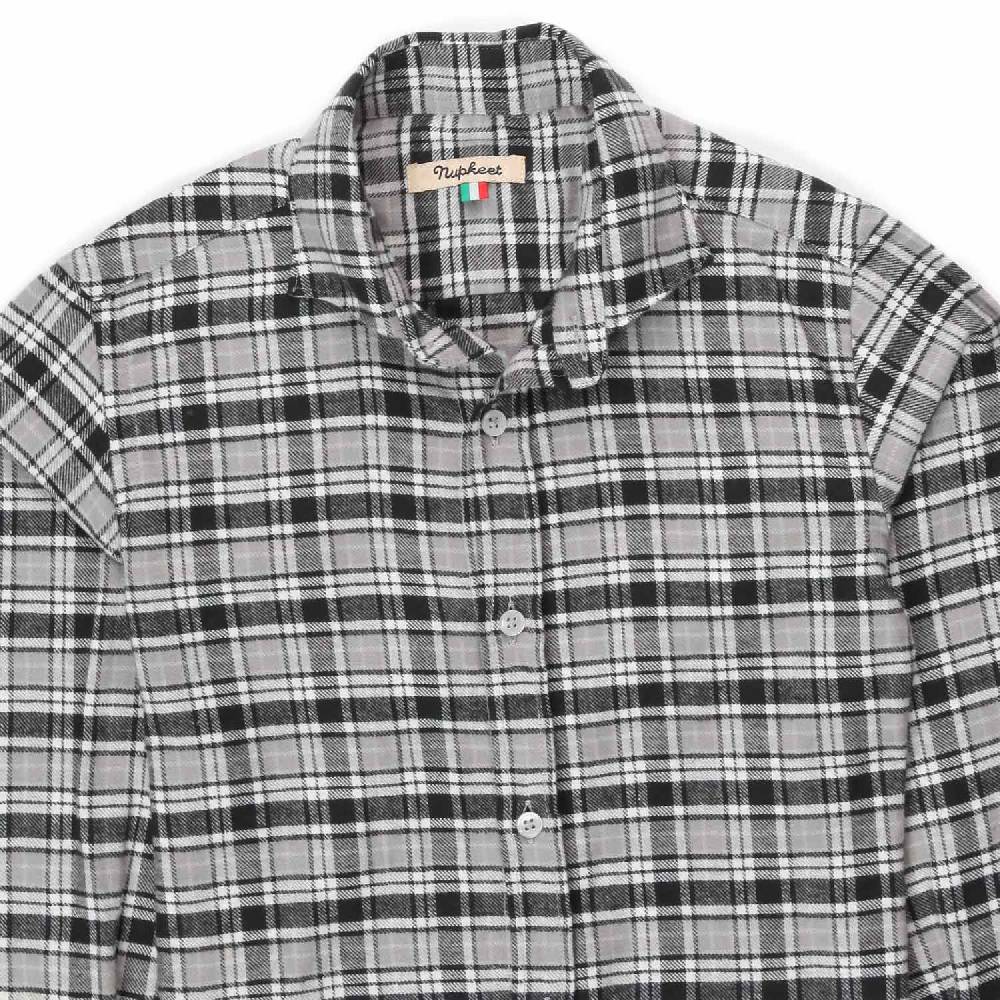 Nupkeet Camicia Romolo check grigia e nera Sconto