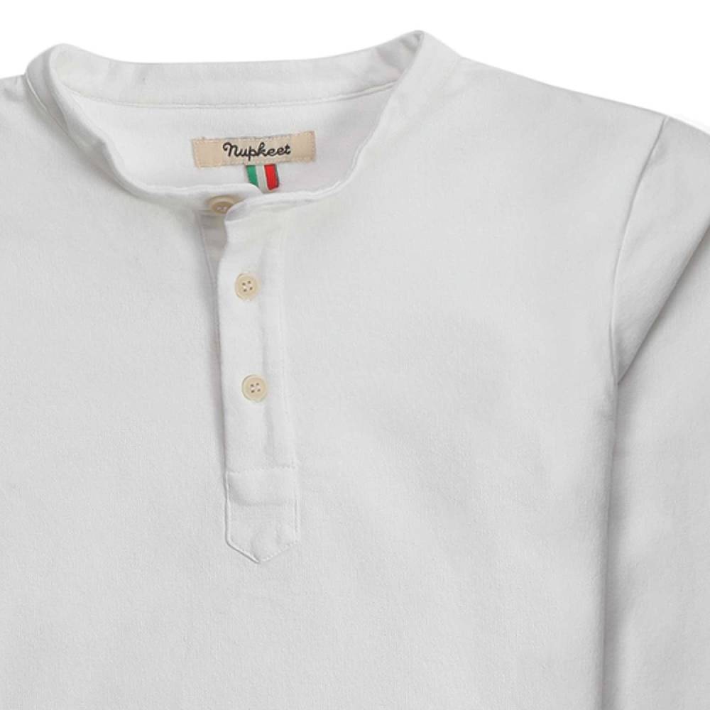 Nupkeet Criceto Bianco – T-shirt serafino a manica lunga Qualità