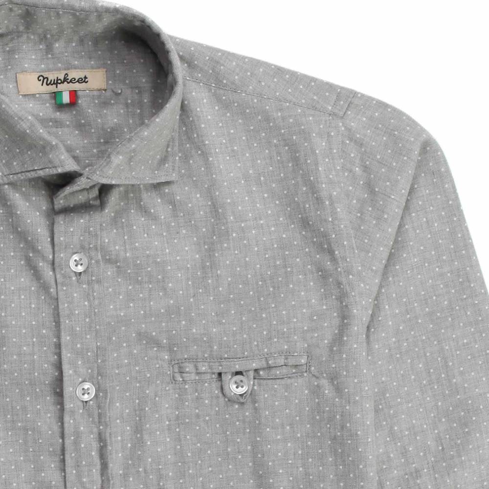 Nupkeet Cincillà a pois – Camicia in flanella grigia e bianca Super sconto