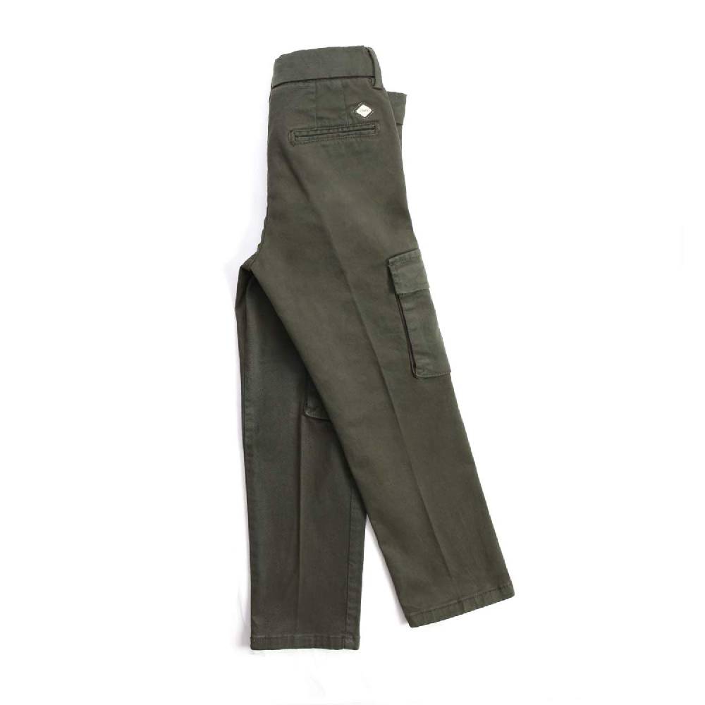 Nupkeet Grillo verde militare – Pantalone cargo in gabardine In Vendita