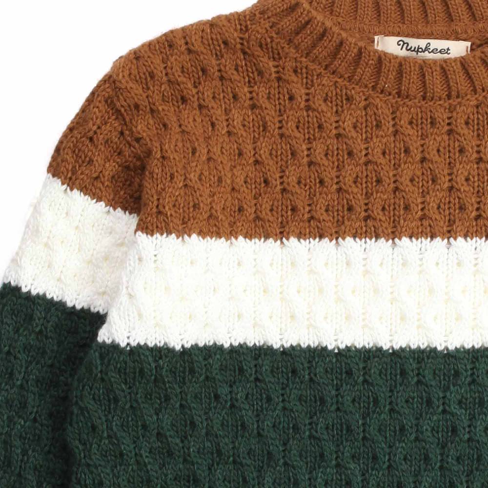 Nupkeet Piccione verde – Pullover in tricot tricolore Sottocosto