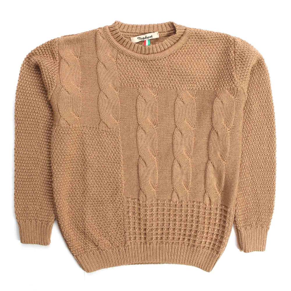 Nupkeet Faina cammello – Pullover in tricot con trecce In Vendita