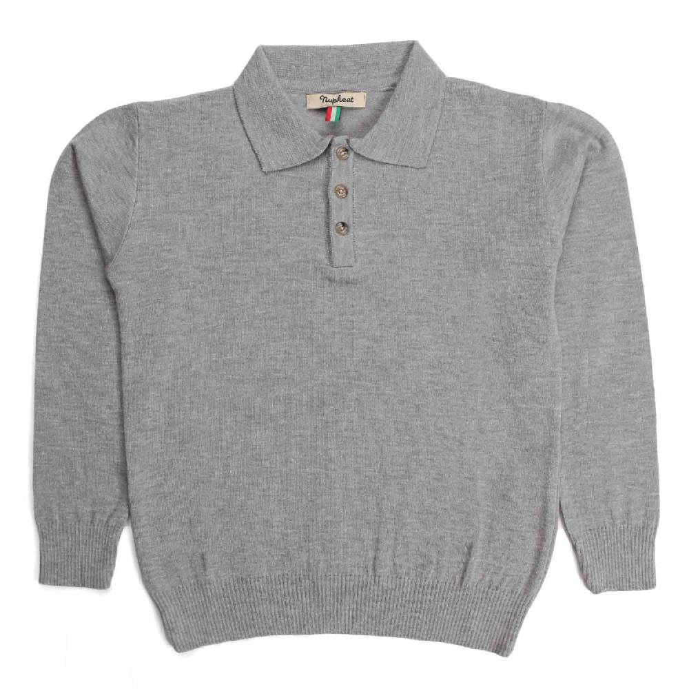 Nupkeet Gnu grigio chiaro – Polo in tricot stretch Vendita Calda
