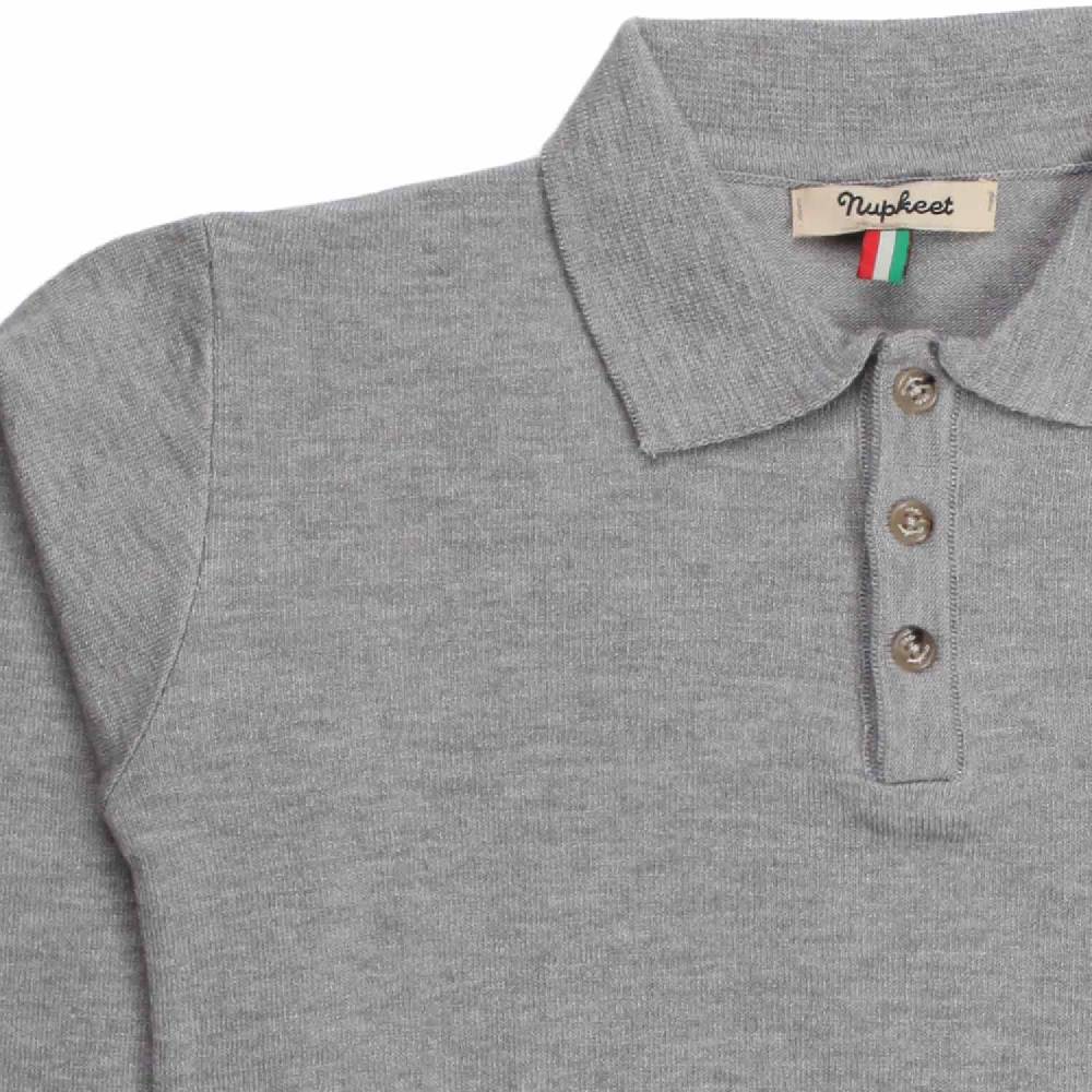 Nupkeet Gnu grigio chiaro – Polo in tricot stretch Vendita Calda