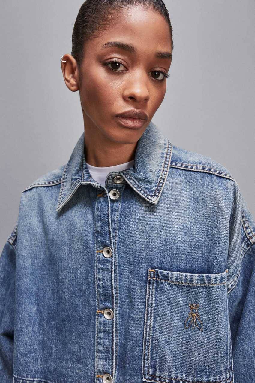 Patrizia Pepe Camicia maniche lunghe in jeans blu Convenienza