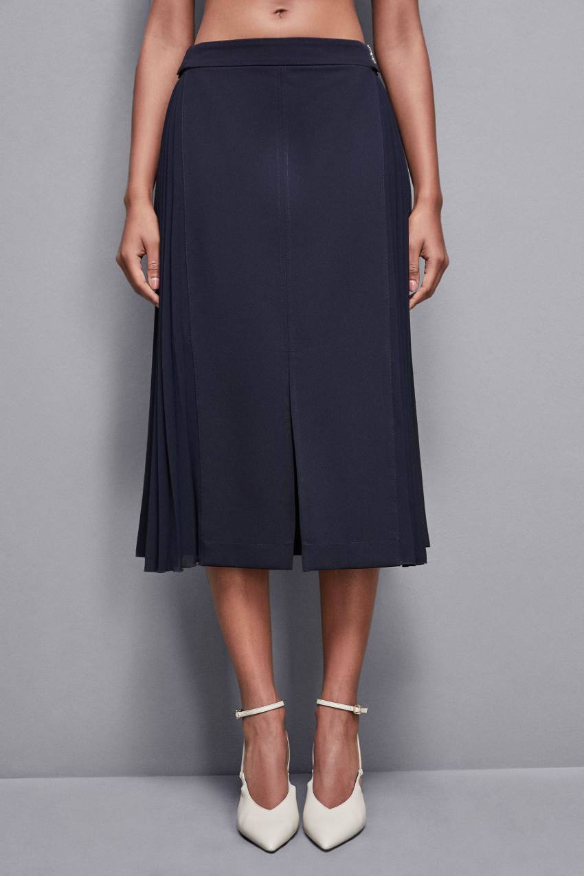 Patrizia Pepe Gonna midi vita alta in gabardina Online