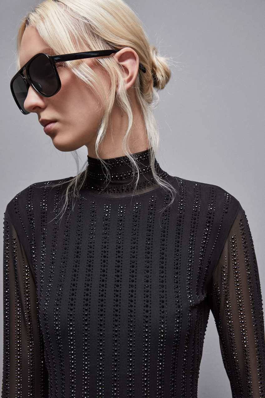 Patrizia Pepe Abito maniche lunghe con strass Spedizione Gratuita