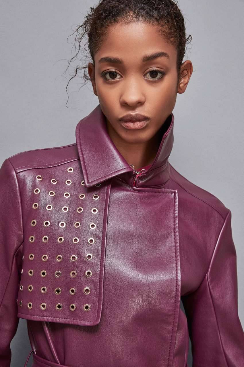 Patrizia Pepe Trench lungo in ecopelle con zip Soddisfazione Garantita