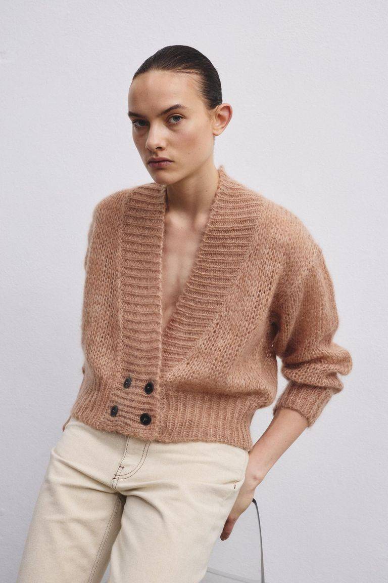 Pomandere Cardigan doppio petto in mohair e lana Soddisfazione Garantita