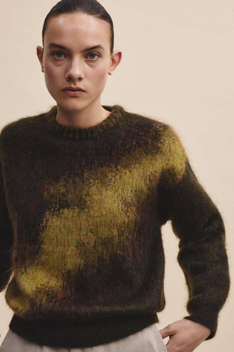 Pomandere Girocollo jacquard in mohair Offerta