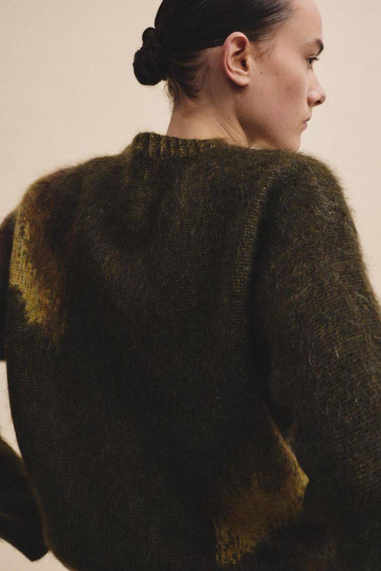 Pomandere Girocollo jacquard in mohair Offerta
