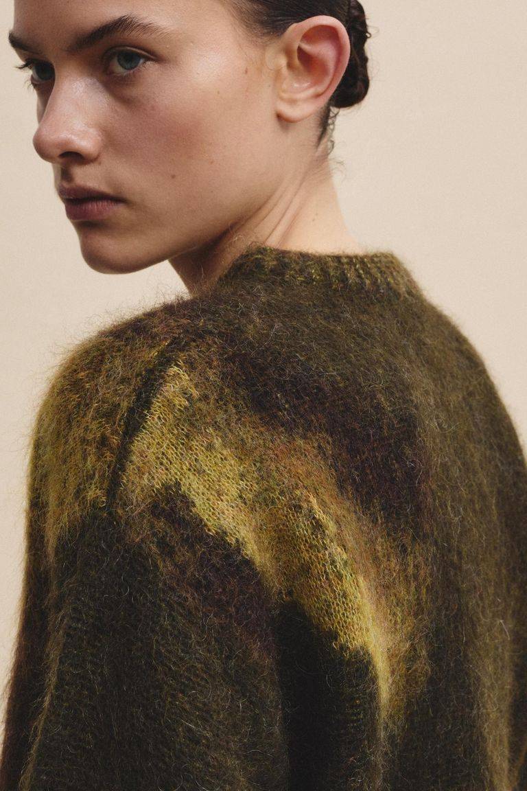 Pomandere Girocollo jacquard in mohair Offerta