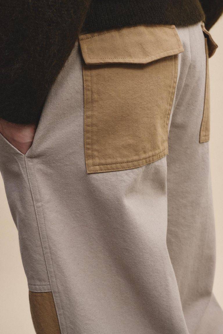 Pomandere Pantalone bicolore in diagonale di cotone lana Hotsell
