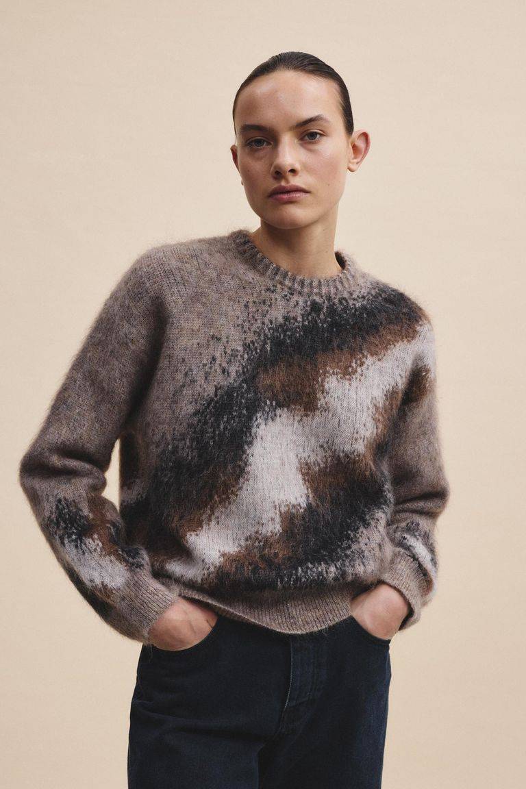 Pomandere Girocollo jacquard in mohair Vendita Calda