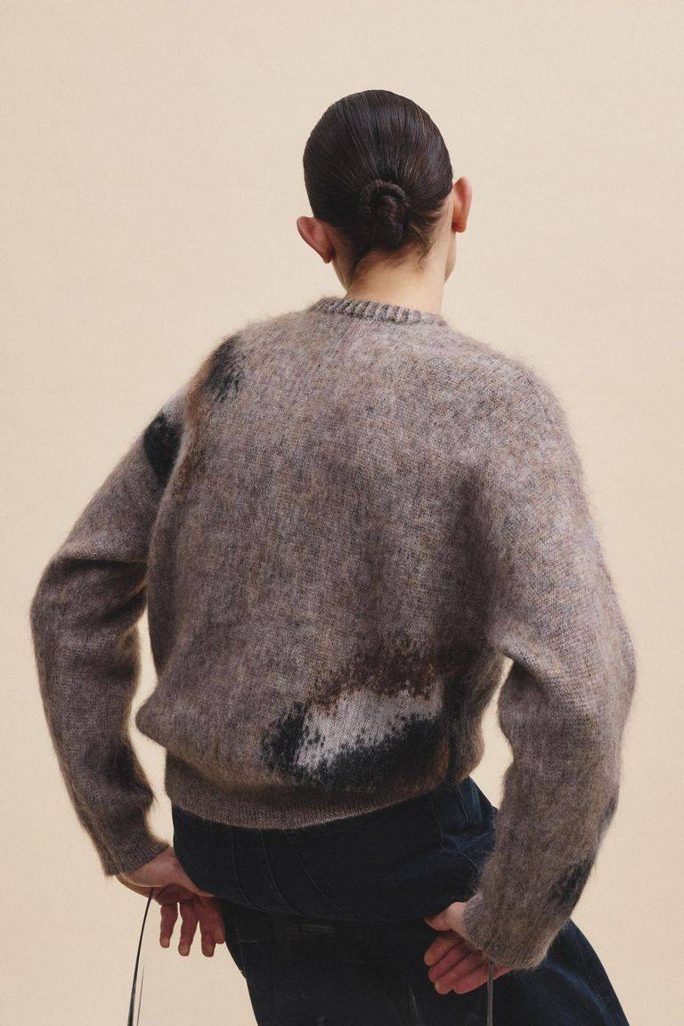 Pomandere Girocollo jacquard in mohair Vendita Calda