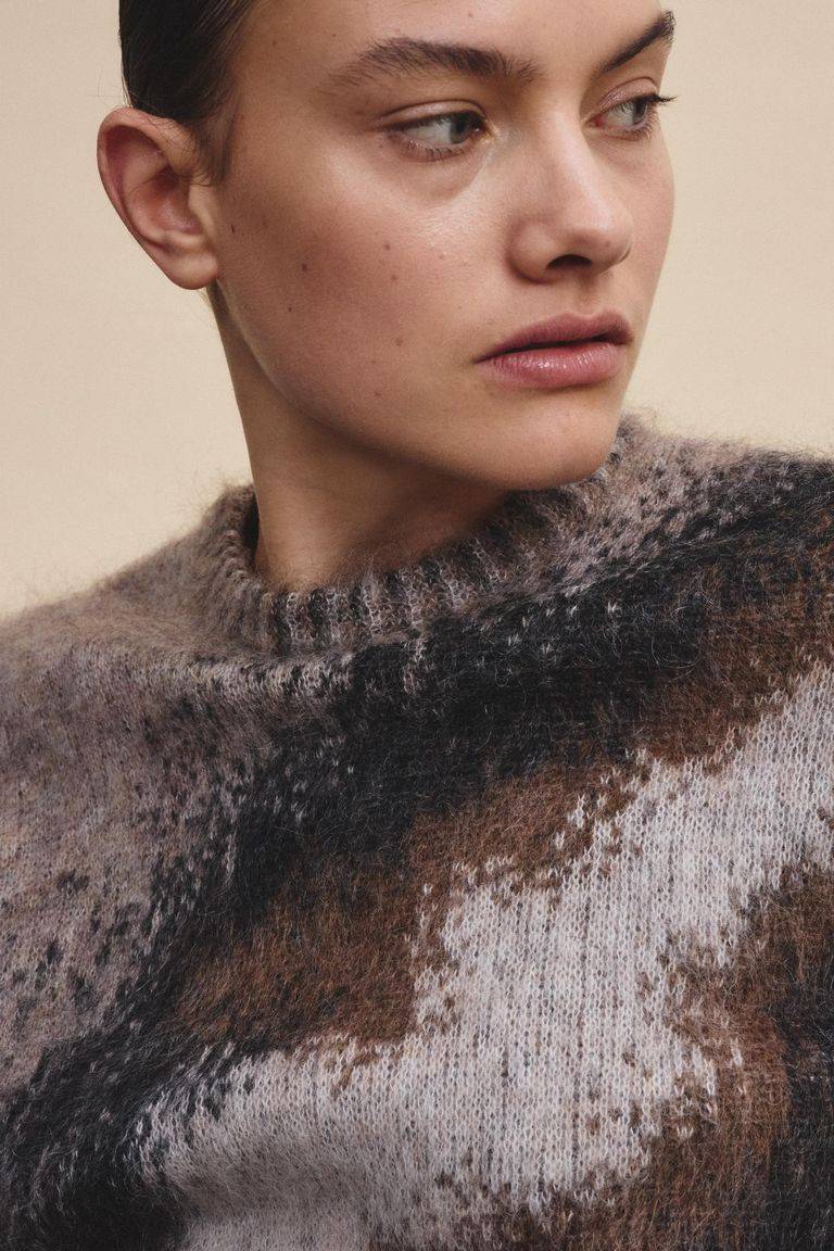 Pomandere Girocollo jacquard in mohair Vendita Calda