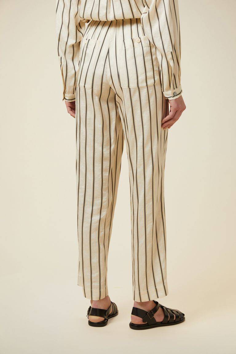 Pomandere Pantalone rigato con elastico in vita e coulisse Offerta