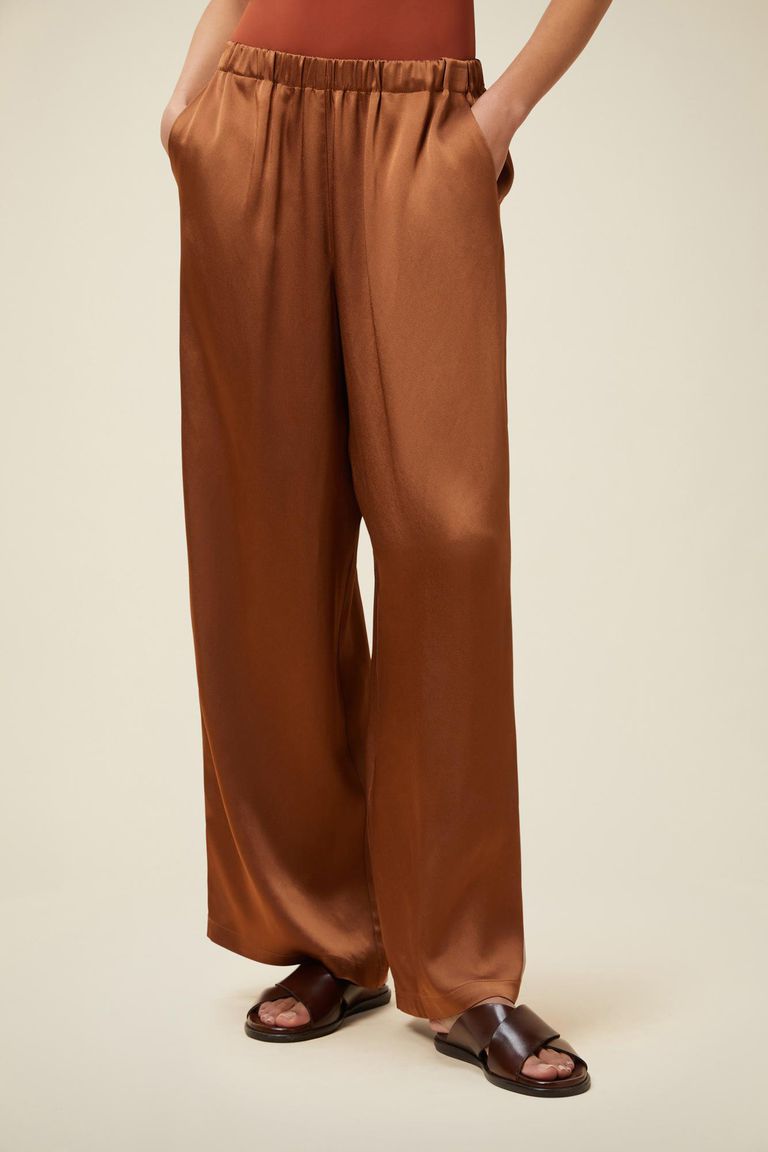 Pomandere Pantalone ampio con elastico in vita lucido Novità