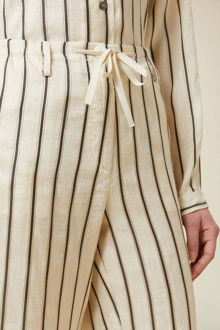 Pomandere Pantalone rigato con elastico in vita e coulisse Nuova