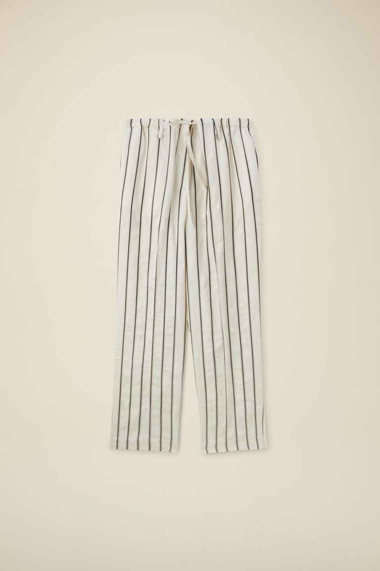 Pomandere Pantalone rigato con elastico in vita e coulisse Nuova