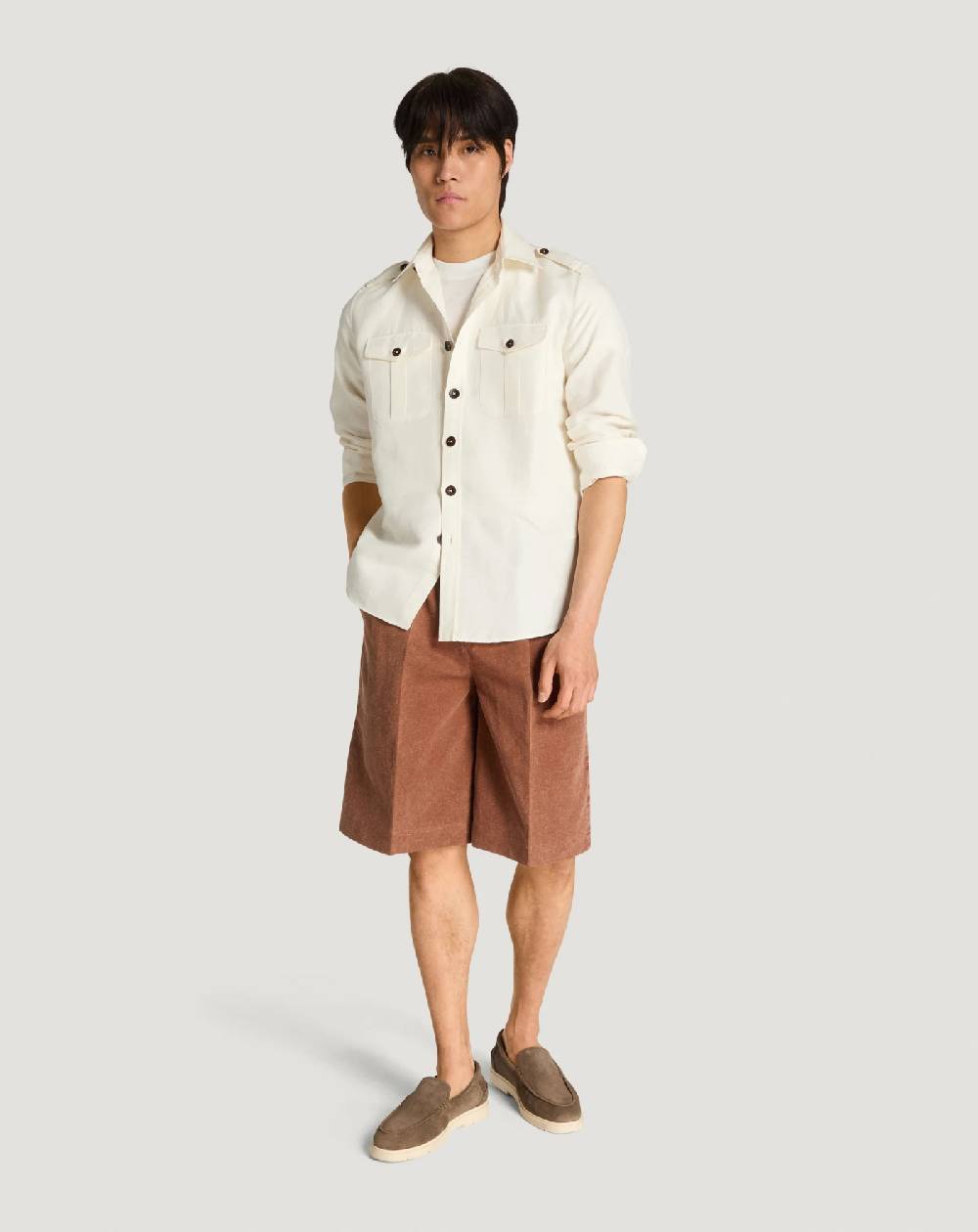 Pt Torino Bermuda in twill di cotone e lino Fino Al -60%
