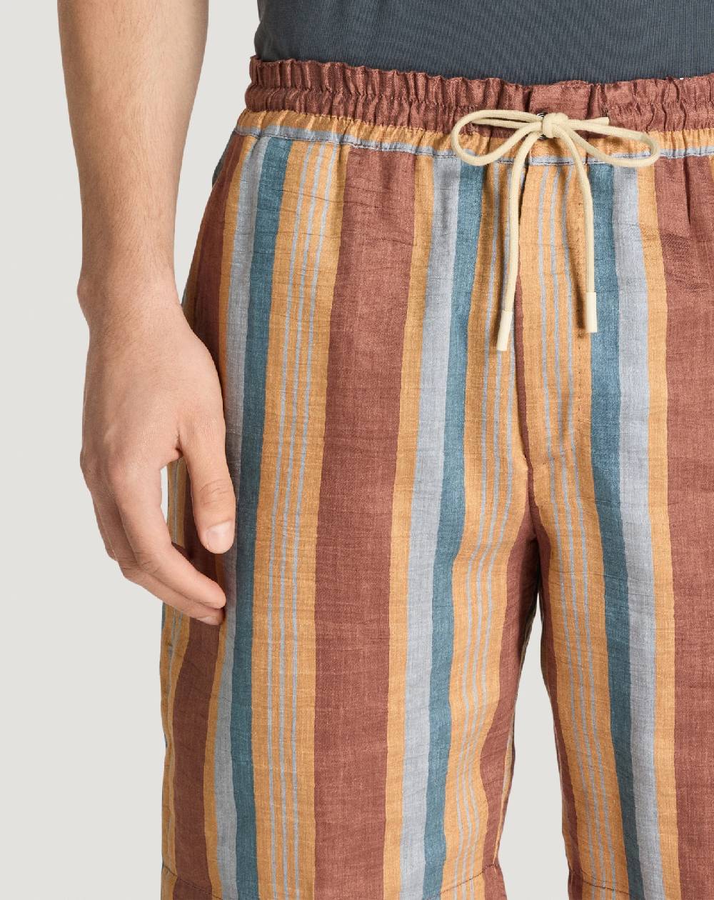 Pt Torino Bermuda in lino fluido a righe Offerta